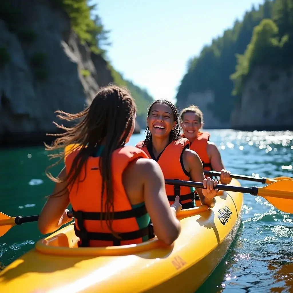 Скальные образования с яркими цветами на фоне лазурного неба.
